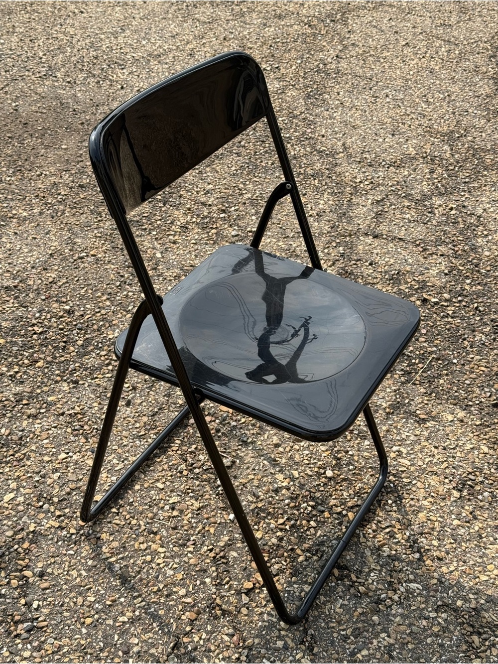 Black IKEA TED Vintage Folding Chair Metal Acrylic c1970s by Niels Gammelgaard